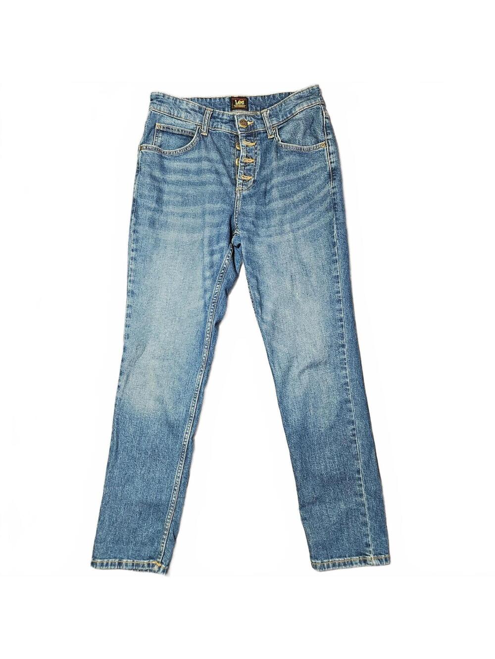 Lee Women Jeans Size 26 2 Light Blue Denim Slim Fit Button Fly Stylish
